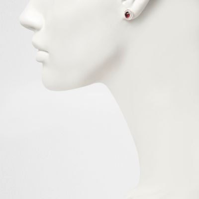 Red July birthstone stud earrings